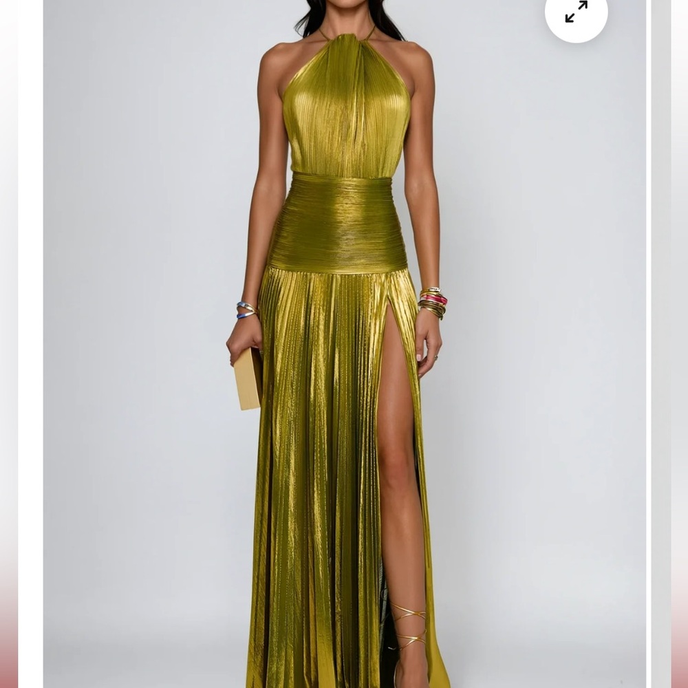 Elegant Gold Halter Maxi Dress